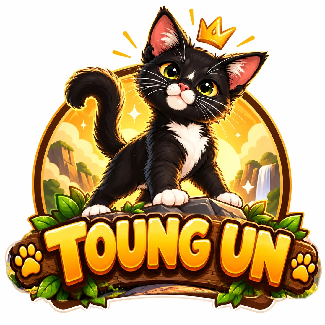 The Adventures of Toung Un, cartoon tuxedo kitten logo